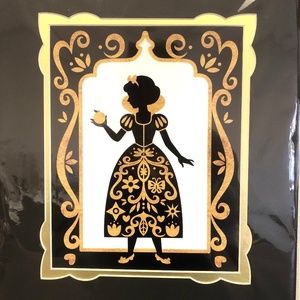 Disney Parks Deluxe Exclusive Snow White Matted Art Print 14x18 Black & Gold NEW